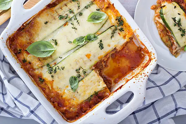 La lasaña de calabacín es una muy saludable alternativa en las dietas keto